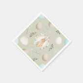 イースターエッグアンドバニー春ベージュグリーンパステル スタンダードカクテルナプキン (角)