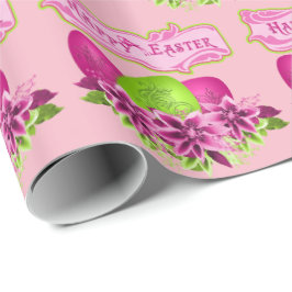 イースターエッグアンドフラワーズハッピーイースター ラッピングペーパー