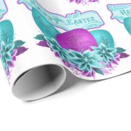 イースターエッグアンドフラワーズハッピーイースター ラッピングペーパー