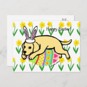 イースターエッグイエローラブラドール漫画 シーズンポストカード (正面/裏面)