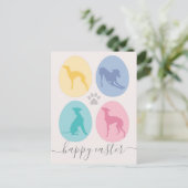 イースターエッグイタリアングレイハウンドドッグスエレガントパステル シーズンポストカード (スタンド正面)