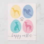 イースターエッグイタリアングレイハウンドドッグスエレガントパステル シーズンポストカード (正面)