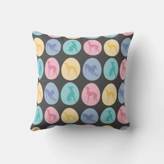 イースターエッグイタリアングレイハウンドドッグパステルエレガント クッション (裏面)
