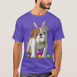 イースターエッグイングリッシュブルドッグバニードッグ Tシャツ