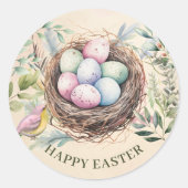 イースターエッグインネストホリデーパーティー ラウンドシール (正面)