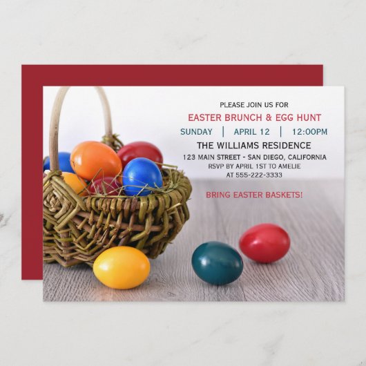 イースターエッグイースターブランチディナーパーティの招待状 招待状 (正面/裏面)