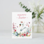 イースターエッグウォータカラースワンさくらんぼ花 ポストカード (スタンド正面)