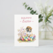 イースターエッグウォータカラーパピーさくらんぼの花 ポストカード (スタンド正面)