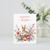 イースターエッグウォーターカラーラビットさくらんぼ花 ポストカード (スタンド正面)