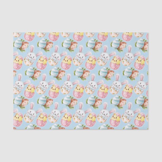 イースターエッグウォーターカラー春バニー&シック 薄葉紙 (正面)