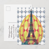イースターエッグエッフェルタワー、パリフルーアデリス シーズンポストカード (正面/裏面)