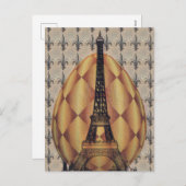 イースターエッグエッフェルタワー、パリフルーアデリス シーズンポストカード (正面/裏面)