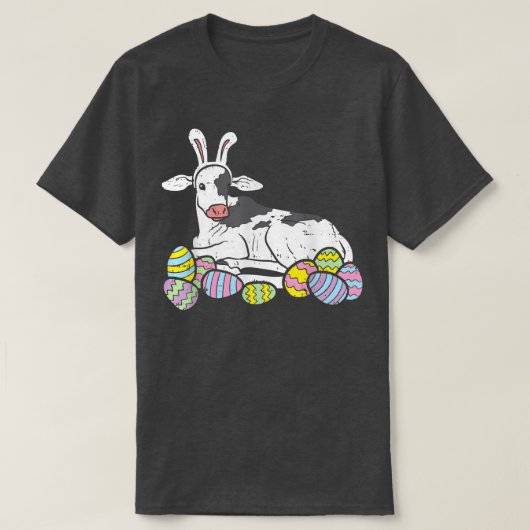 イースターエッグカウイースターバニーおもしろいイースター Tシャツ (デザイン正面)