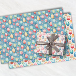 イースターエッグカラフルの水彩パターン ラッピングペーパーシート