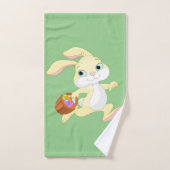 イースターエッグカラフルバスケット付きイースターバニー バスタオルセット (ハンドタオル)