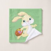 イースターエッグカラフルバスケット付きイースターバニー バスタオルセット (ウォッシュタオル)