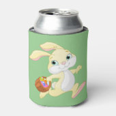 イースターエッグカラフルバスケット付きイースターバニー 缶クーラー (缶正面)