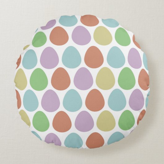 イースターエッグカラフルパターン ラウンドクッション (正面)