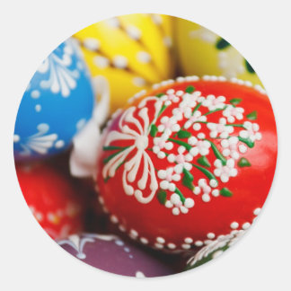 イースターエッグカラフルホリデーパターン春アート ラウンドシール