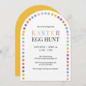 イースターエッグカラフル狩りモダンアーチイエローキュート 招待状 (正面/裏面)