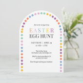 イースターエッグカラフル狩りモダンアーチイエローキュート 招待状 (スタンド正面)