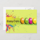 イースターエッグカラー（ばちゃばちゃ）跳ねる シーズンポストカード (正面/裏面)
