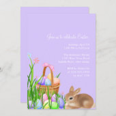 イースターエッグガーデンイースターディナーパーティの招待状 招待状 (正面/裏面)