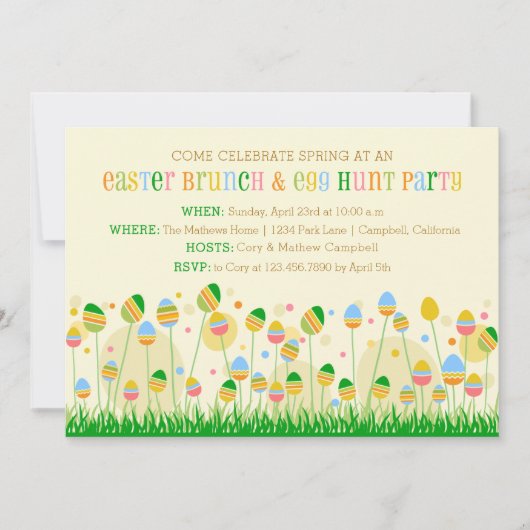 イースターエッグガーデンイースターブランチとイースター狩り 招待状 (正面)