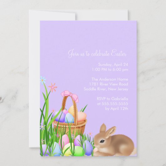 イースターエッグガーデン イースター夕食パーティー招待状 招待状 (正面)