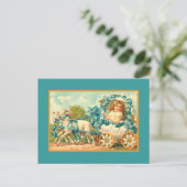 イースターエッグキャリッジヴィンテージの花柄 シーズンポストカード (スタンド正面)