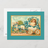 イースターエッグキャリッジヴィンテージの花柄 シーズンポストカード (正面/裏面)