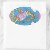 イースターエッグキリン&チューリップ、春シールかわいい 楕円形シール (バッグ)