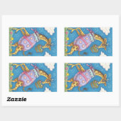 イースターエッグキリン&チューリップ、春シールかわいい 長方形シール (シート)