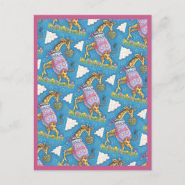 イースターエッグキリン&チューリップ、春葉書 ポストカード