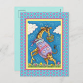 イースターエッグキリン&春チューリップかわいい シーズンポストカード (正面/裏面)