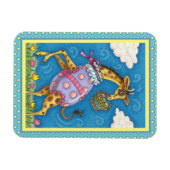 イースターエッグキリン&春チューリップかわいい マグネット (横)