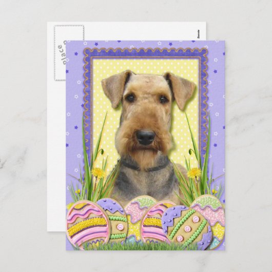 イースターエッグクッキー – Airedale シーズンポストカード (正面/裏面)