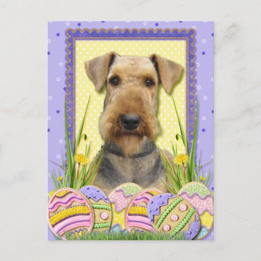 イースターエッグクッキー – Airedale シーズンポストカード (正面)
