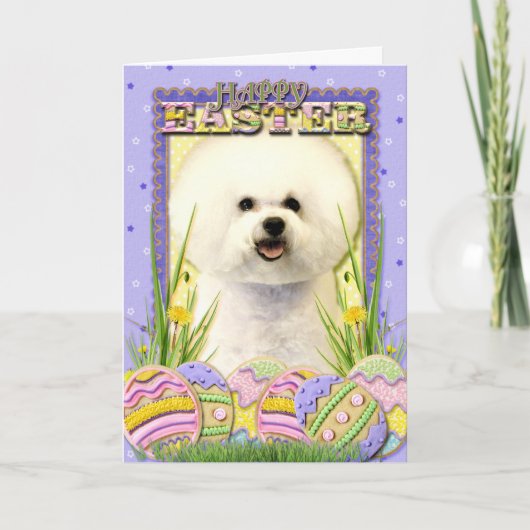 イースターエッグクッキー – Bichon Frise シーズンカード (正面)