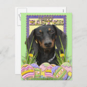 イースターエッグクッキー – Dachshund シーズンポストカード (正面/裏面)