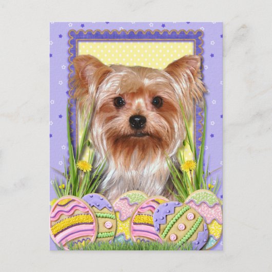 イースターエッグクッキー – Yorkshire Terrier シーズンポストカード (正面)