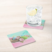 イースターエッグコースターウォーターカラーパステルレトロ スクエアペーパーコースター (インサイチュ)