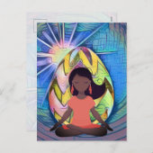 イースターエッグサンシャインとヨガガールカラフル シーズンポストカード (正面/裏面)