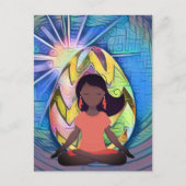 イースターエッグサンシャインとヨガガールカラフル シーズンポストカード (正面)