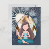 イースターエッグサンシャインとヨガガールメディテーション シーズンポストカード (正面/裏面)