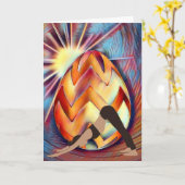 イースターエッグサンシャインヨガガールハッピーバースデー カード (黄色い花)