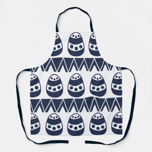 イースターエッグシェブロンストライプハッピーイースターパターン エプロン (正面)