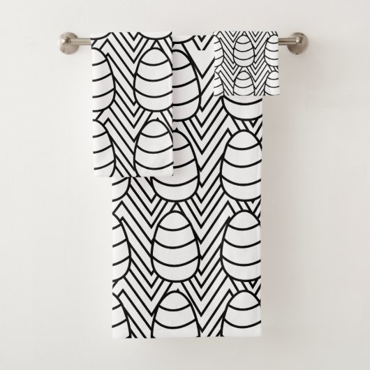 イースターエッグシェブロンストライプハッピーイースターパターン バスタオルセット (インサイチュ)