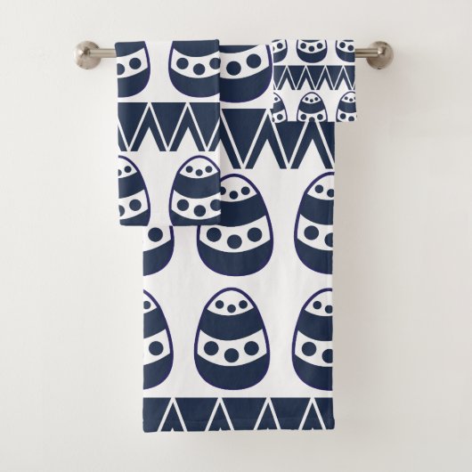 イースターエッグシェブロンストライプハッピーイースターパターン バスタオルセット (インサイチュ)