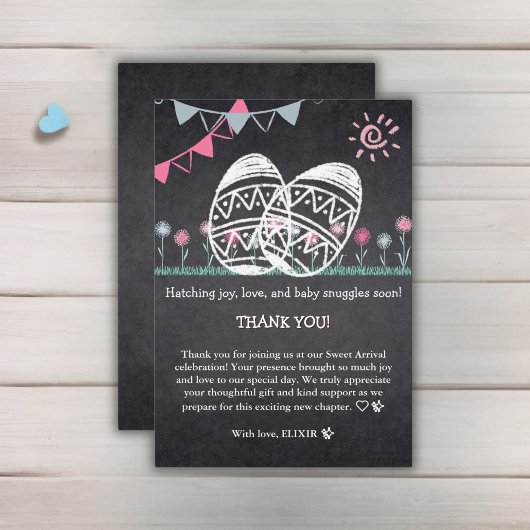 イースターエッグシャルボードスケッチベビーシャワー サンキューカード